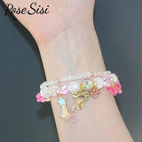 Summer Beach Bracelet for Women - Flower Beads and Star Pendant