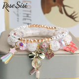 Summer Beach Bracelet for Women - Flower Beads and Star Pendant