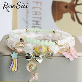 Summer Beach Bracelet for Women - Flower Beads and Star Pendant