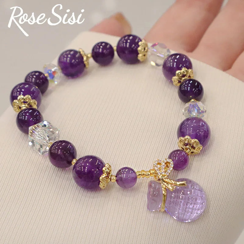 Amethyst Strawberry Crystal Bracelet for Women