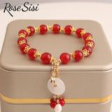 Chinese Charm Lady Bracelet for Women Jade Pendant Beads Bracelets Elastic Jewel