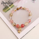 Chinese Charm Lady Bracelet for Women Jade Pendant Beads Bracelets Elastic Jewel