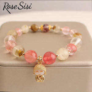 Chinese Charm Lady Bracelet for Women Jade Pendant Beads Bracelets Elastic Jewel