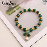 Chinese Charm Lady Bracelet for Women Jade Pendant Beads Bracelets Elastic Jewel