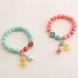 Heart-Shaped Agate Bracelet for Women Elastic Beads Friendship Bracelet