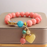 Heart-Shaped Agate Bracelet for Women Elastic Beads Friendship Bracelet