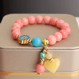 Heart-Shaped Agate Bracelet for Women Elastic Beads Friendship Bracelet
