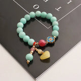Heart-Shaped Agate Bracelet for Women Elastic Beads Friendship Bracelet