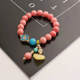 Heart-Shaped Agate Bracelet for Women Elastic Beads Friendship Bracelet
