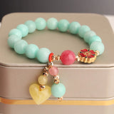 Heart-Shaped Agate Bracelet for Women Elastic Beads Friendship Bracelet
