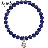 Amethyst Agate Bracelet with Ladybug Pendant for Women