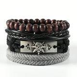 European American Punk Leather Bracelet Men Multi-Layer Suit Rope Chain