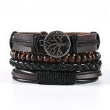 European American Punk Leather Bracelet Men Multi-Layer Suit Rope Chain
