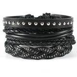 European American Punk Leather Bracelet Men Multi-Layer Suit Rope Chain