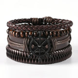 European American Punk Leather Bracelet Men Multi-Layer Suit Rope Chain