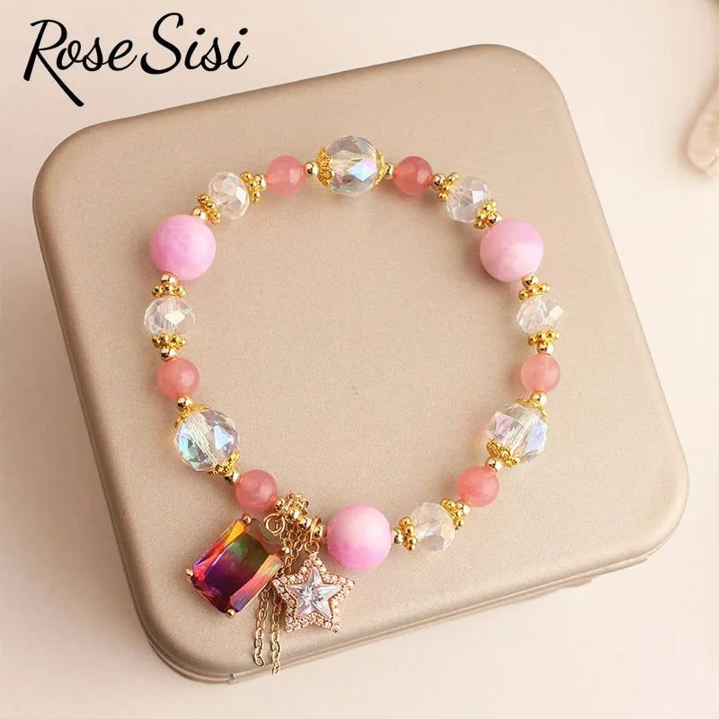 Colorful Crystal Bracelet for Women Square Pendant Jewelry