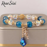 Japanese Crystal Bracelet for Women - Stone Bracelet with Pearl Pendant
