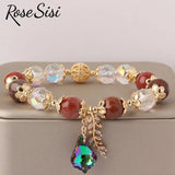 Japanese Crystal Bracelet for Women - Stone Bracelet with Pearl Pendant