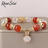 Japanese Crystal Bracelet for Women - Stone Bracelet with Pearl Pendant