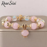 Japanese Crystal Bracelet for Women - Stone Bracelet with Pearl Pendant