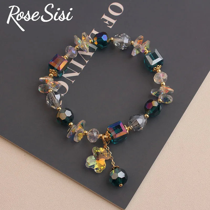 Korea Bracelet Bear Pendant Charm Bracelet Crystal Beads Jewelry