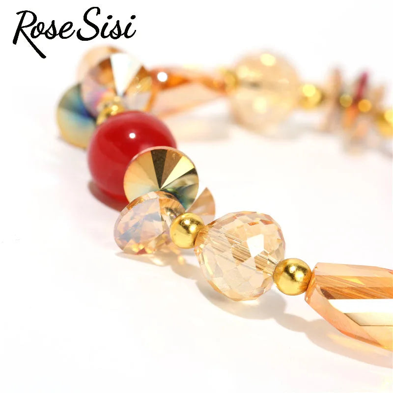 Vintage Agate Crystal Bracelet for Woman Beaded Jewelry
