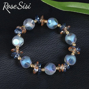 Vintage Agate Crystal Bracelet for Woman Beaded Jewelry