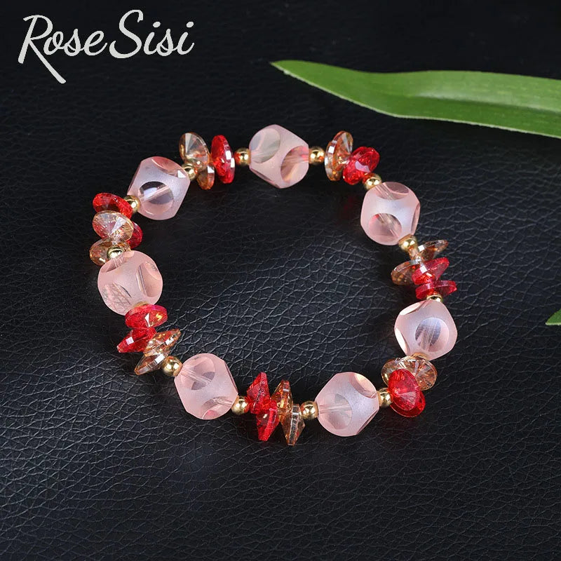 Vintage Agate Crystal Bracelet for Woman Beaded Jewelry