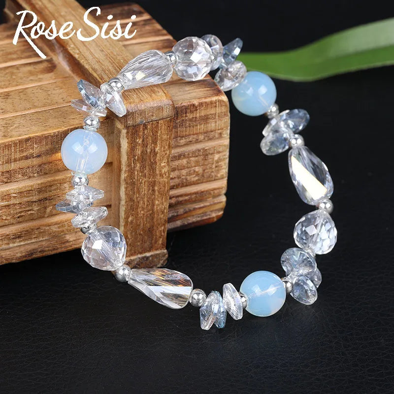 Vintage Agate Crystal Bracelet for Woman Beaded Jewelry
