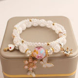 Crystal Burst Beads Bracelet with Cherry Pendant for Women