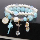 Fresh Flower Wrist Bracelets for Women and Crystal Bead Bracelet