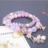 Fresh Flower Wrist Bracelets for Women and Crystal Bead Bracelet