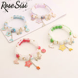 Friendship bracelet star pendant glass elastic bracelet for women