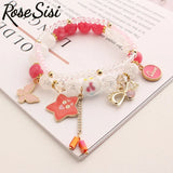 Friendship bracelet star pendant glass elastic bracelet for women