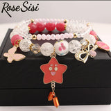 Friendship bracelet star pendant glass elastic bracelet for women