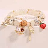 Natural Stone Bracelet with Strawberry Pendant for Women