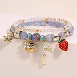 Natural Stone Bracelet with Strawberry Pendant for Women
