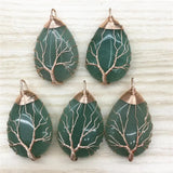 Tree of Life Necklace Natural Stone Gems Pendants Wire Wrap
