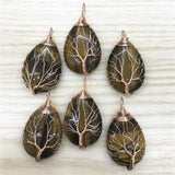Tree of Life Necklace Natural Stone Gems Pendants Wire Wrap