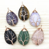 Tree of Life Necklace Natural Stone Gems Pendants Wire Wrap