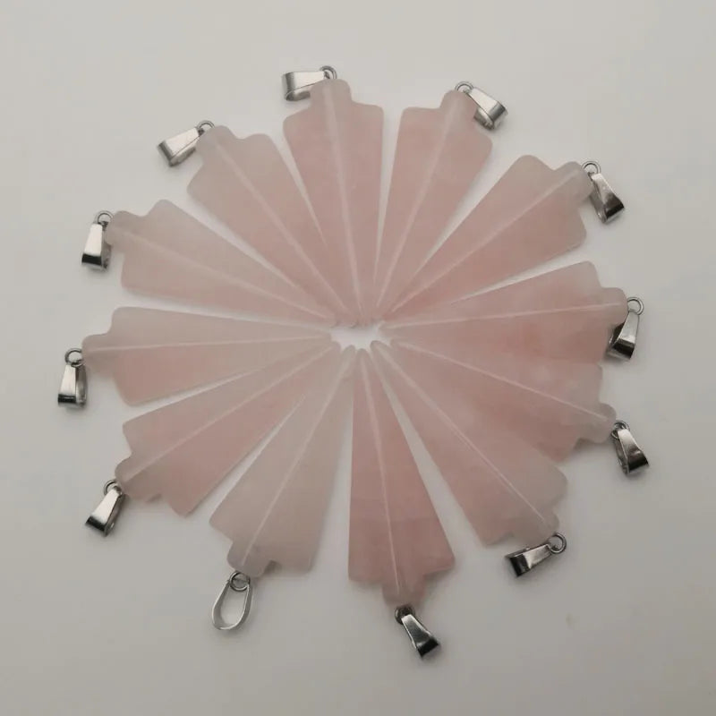 Roses Quartz Arrow Stone Pendant for Jewelry Making
