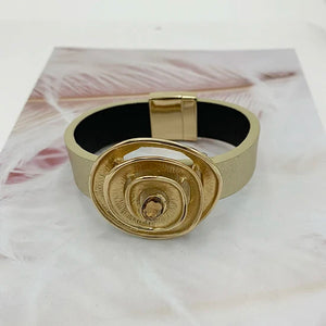 Crystal Magnetic Leather Bracelet Women Jewelry