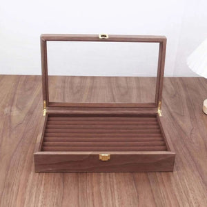 Rosewood Glossy Jewelry Tray Display Case Rows