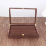Rosewood Glossy Jewelry Tray Display Case Rows