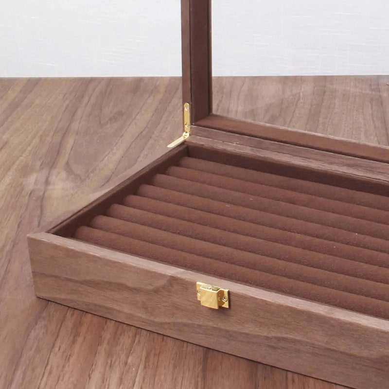 Rosewood Glossy Jewelry Tray Display Case Rows