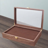 Rosewood Glossy Jewelry Tray Display Case Rows