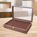 Rosewood Glossy Jewelry Tray Display Case Rows