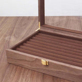 Rosewood Glossy Jewelry Tray Display Case Rows