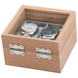 Rosewood Pattern Wood Double Watch Storage Box With Glass Lid