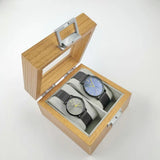 Rosewood Pattern Wood Double Watch Storage Box With Glass Lid